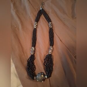 Vintage Tibetan Tribal Multi Strand Glass Seed Bead Gemstone Necklace